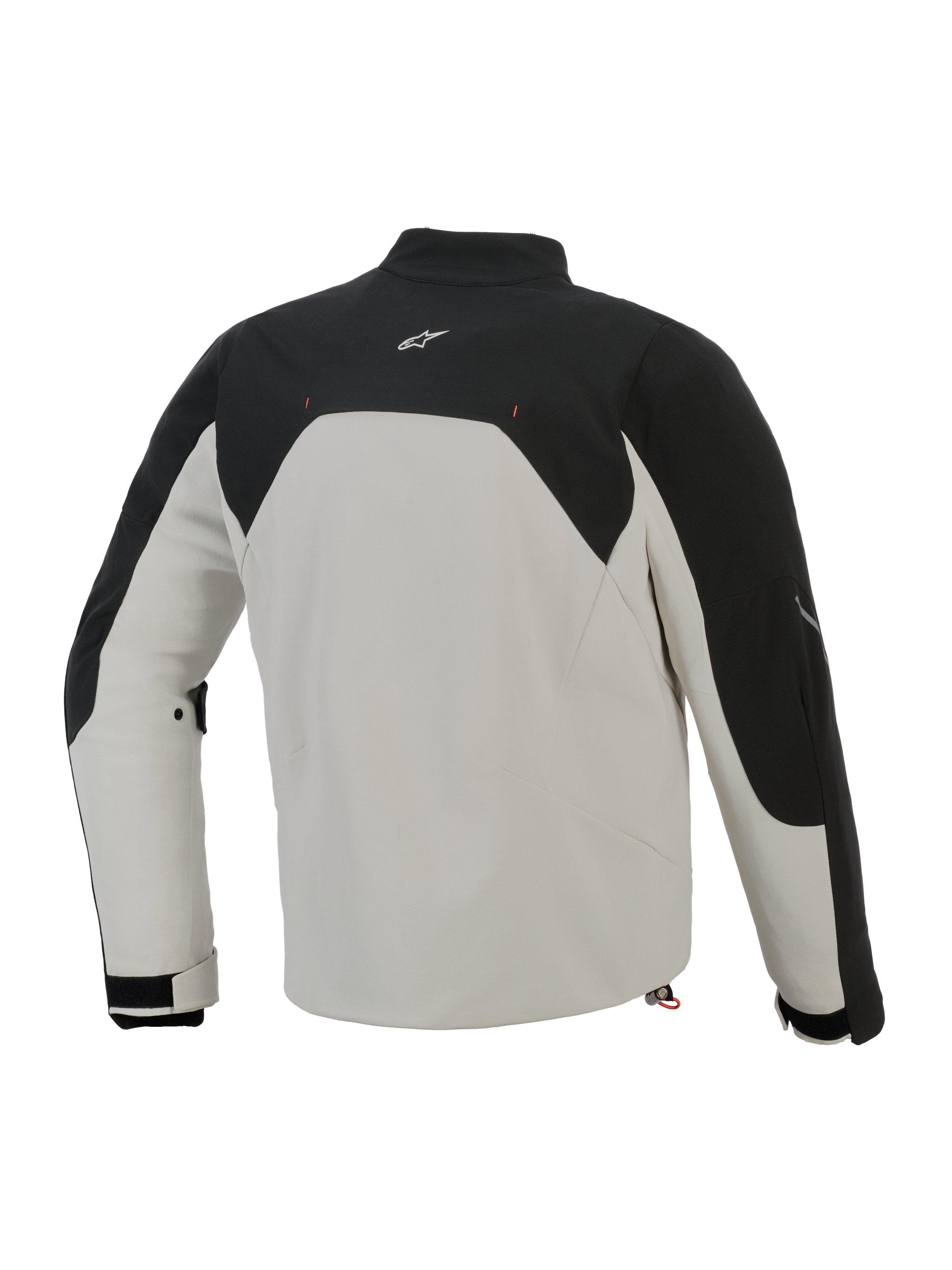Alpinestars Provoke Jas, achteraanzicht, Black Metal Gray, urban textiele motorjas met zwarte bovenpanelen en een metaalgrijze body, voorzien van een klein wit logo op de bovenrug en ripstop softshell constructie