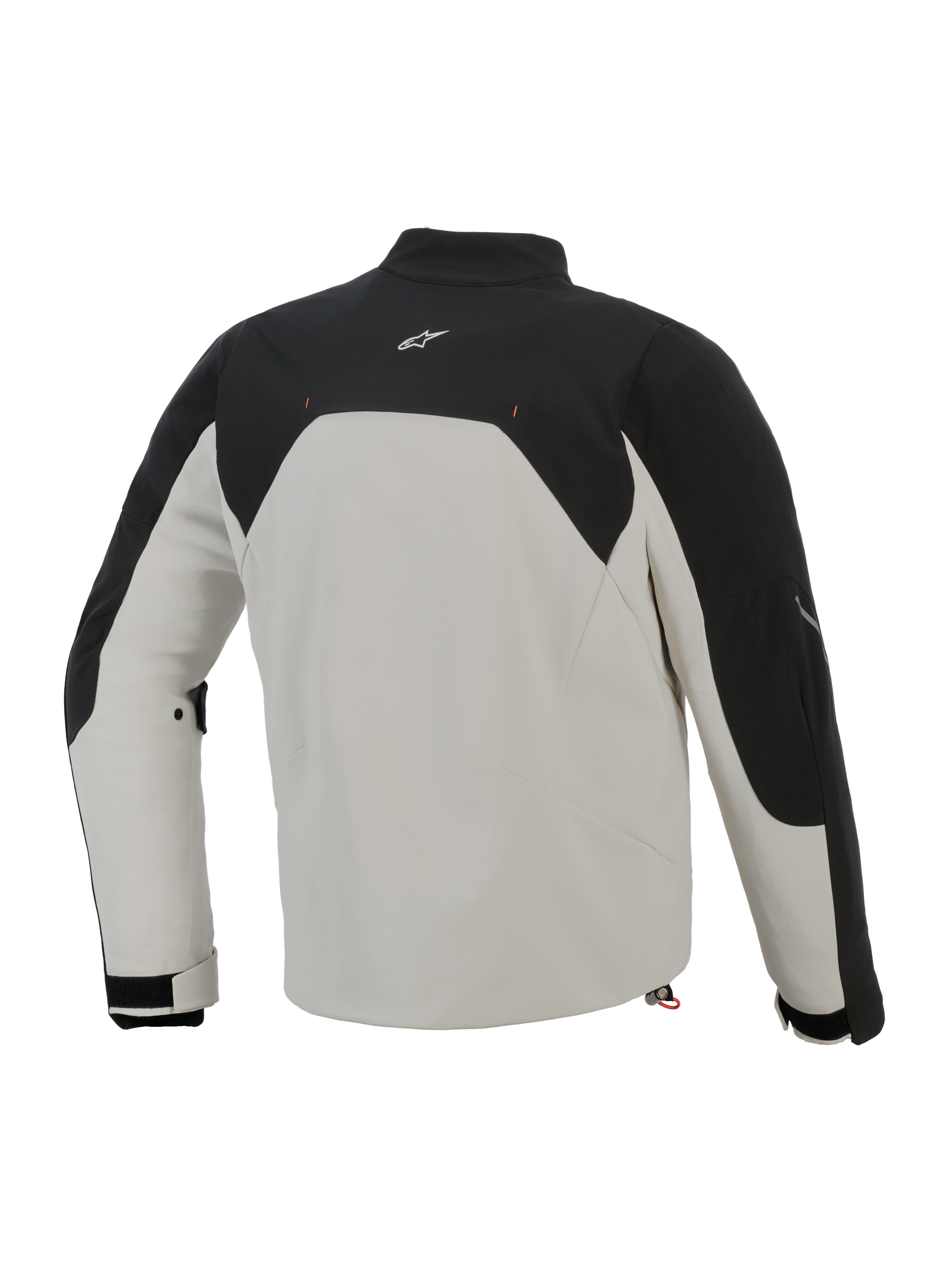 Alpinestars Provoke Jas, achteraanzicht, Black Metal Gray, urban textiele motorjas met zwarte bovenpanelen en een metaalgrijze body, voorzien van een klein wit logo op de bovenrug en ripstop softshell constructie