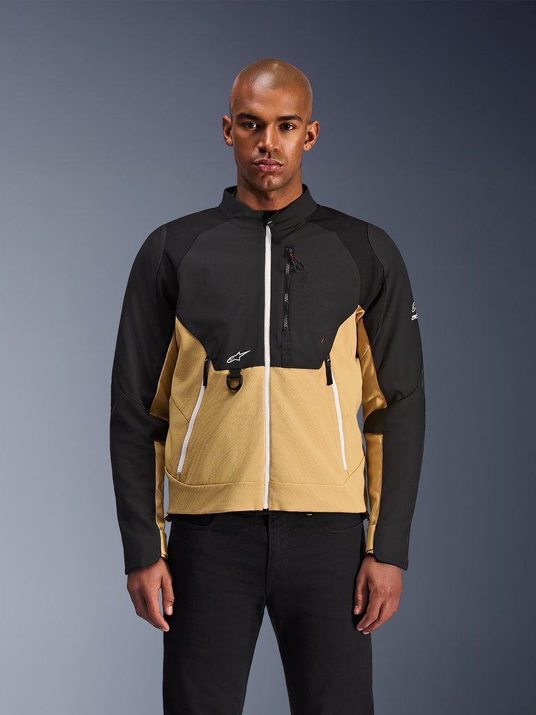Alpinestars Provoke Jacket, motorjas, zwart en beige, voorrits, moderne sportieve pasvorm, unisex motorkleding
