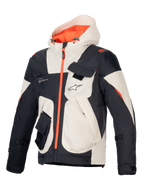 Alpinestars Mogress Air Jacket, men's urban motorcycle jacket in black, almond, and hot orange with ventilated ripstop.