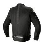 Alpinestars T-SP X Superair Jas, zwart, achteraanzicht met textiel- en mesh-constructie, voorzien van uitgebreide mesh-panelen voor ventilatie en wit Alpinestars-logo op de onderrug, sportieve motorjas