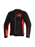 Alpinestars MM93 C-1 Air Jas, motorjas, rood fluo, felrood en zwart, voorzien van Marc Marquez 93-branding op de borst en mouw, technische mesh-panelen voor luchtstroom, strak urban design