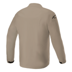 Alpinestars Aeron Jacket, Motorcycle Riding Jacket, Tan, Back view showing a minimalist urban design, breathable textile construction with a black logo on the shoulder and black accents on the cuffs