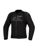 Alpinestars SMX Air Jacket, zwart en antraciet, geventileerde textiele motorjas, high-flow meshpanelen, DFS Lite schoudersliders, grijs Alpinestars logo en tekst op de borst