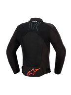 Alpinestars SMX Air Jacket, motorjas, zwart met felrode details, achteraanzicht met tech mesh-panelen voor luchtstroom, groot rood Alpinestars-logo op de onderrug, Tech-Air Ready-logo op de kraag, sportief ontwerp voor hoogwaardige ritten