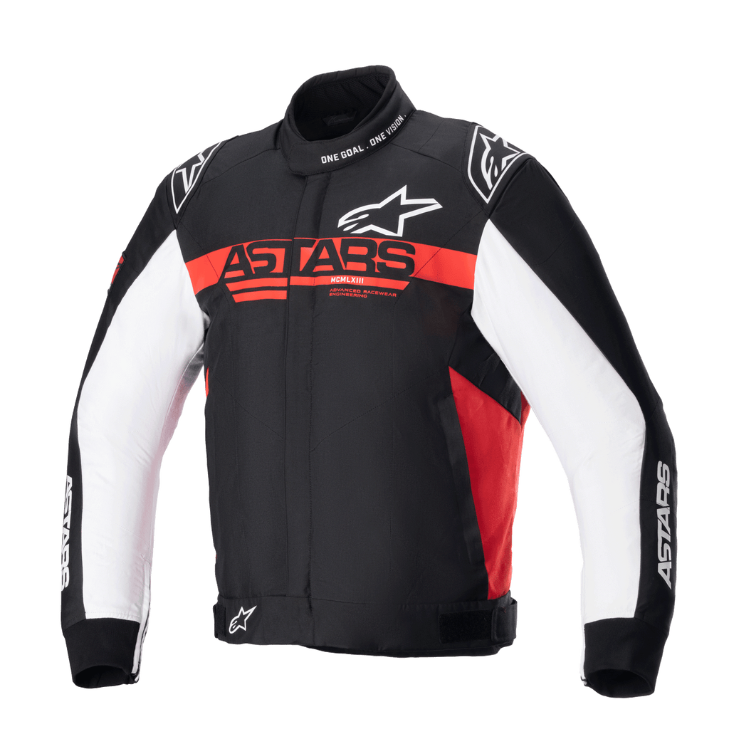 Alpinestars Monza Sport Jas, heren textiel motorjas, zwart, helder rood en wit, CE-gecertificeerd met tech twill-chassis