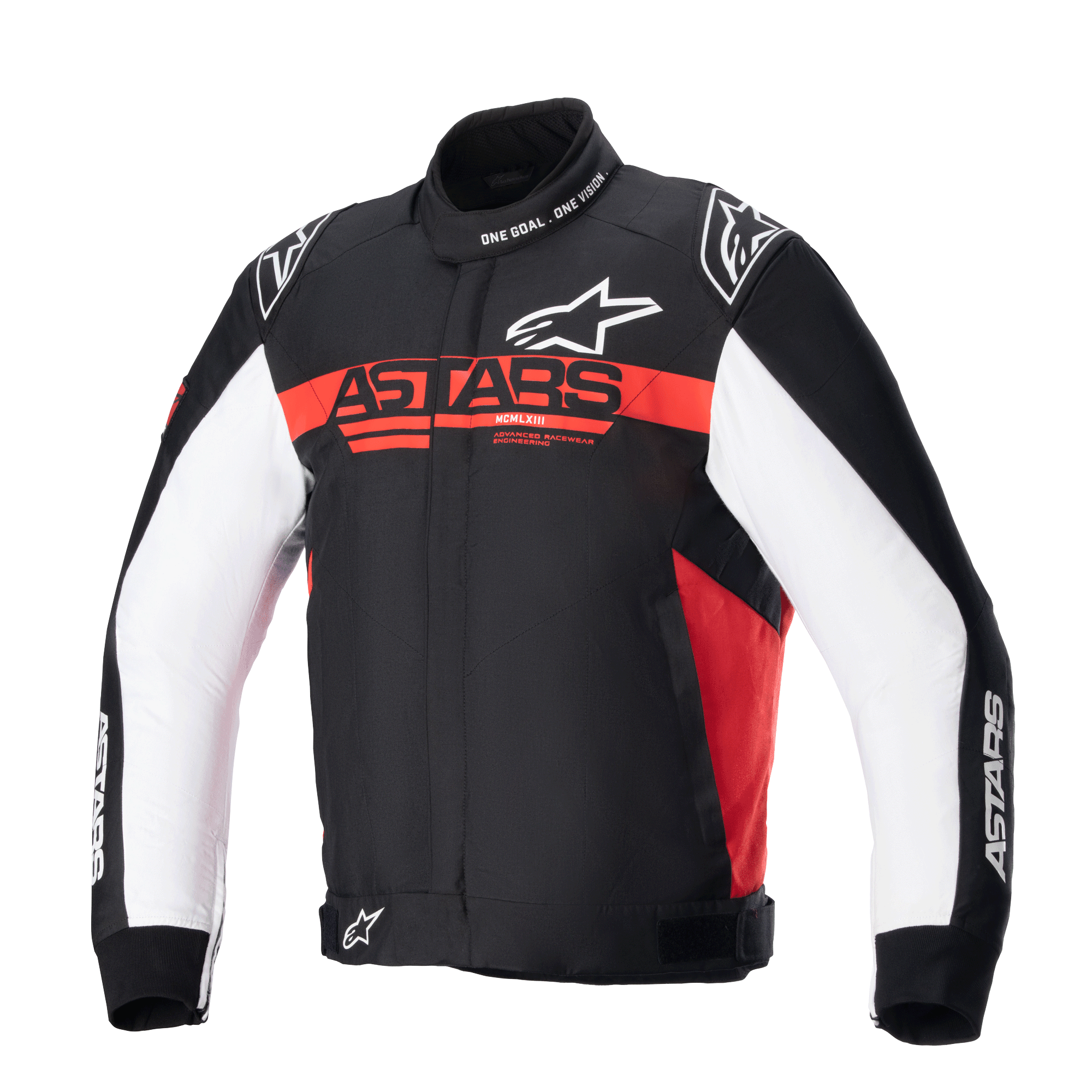 Alpinestars Monza Sport Jas, heren textiel motorjas, zwart, helder rood en wit, CE-gecertificeerd met tech twill-chassis