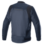 Alpinestars Luc V2 Air Jacket, Navy Black, achteraanzicht, voorzien van mesh panelen voor luchtstroom, reflecterend detail en Alpinestars branding op de bovenrug, textiele motorjas in bomberstijl