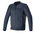Alpinestars Luc V2 Air Jacket, urban motorjas, Navy Black, bomber-stijl ontwerp met ritssluiting aan de voorzijde, uitgebreide mesh-panelen voor optimale luchtstroom, verstelbare taillebandjes en subtiele branding op de borst