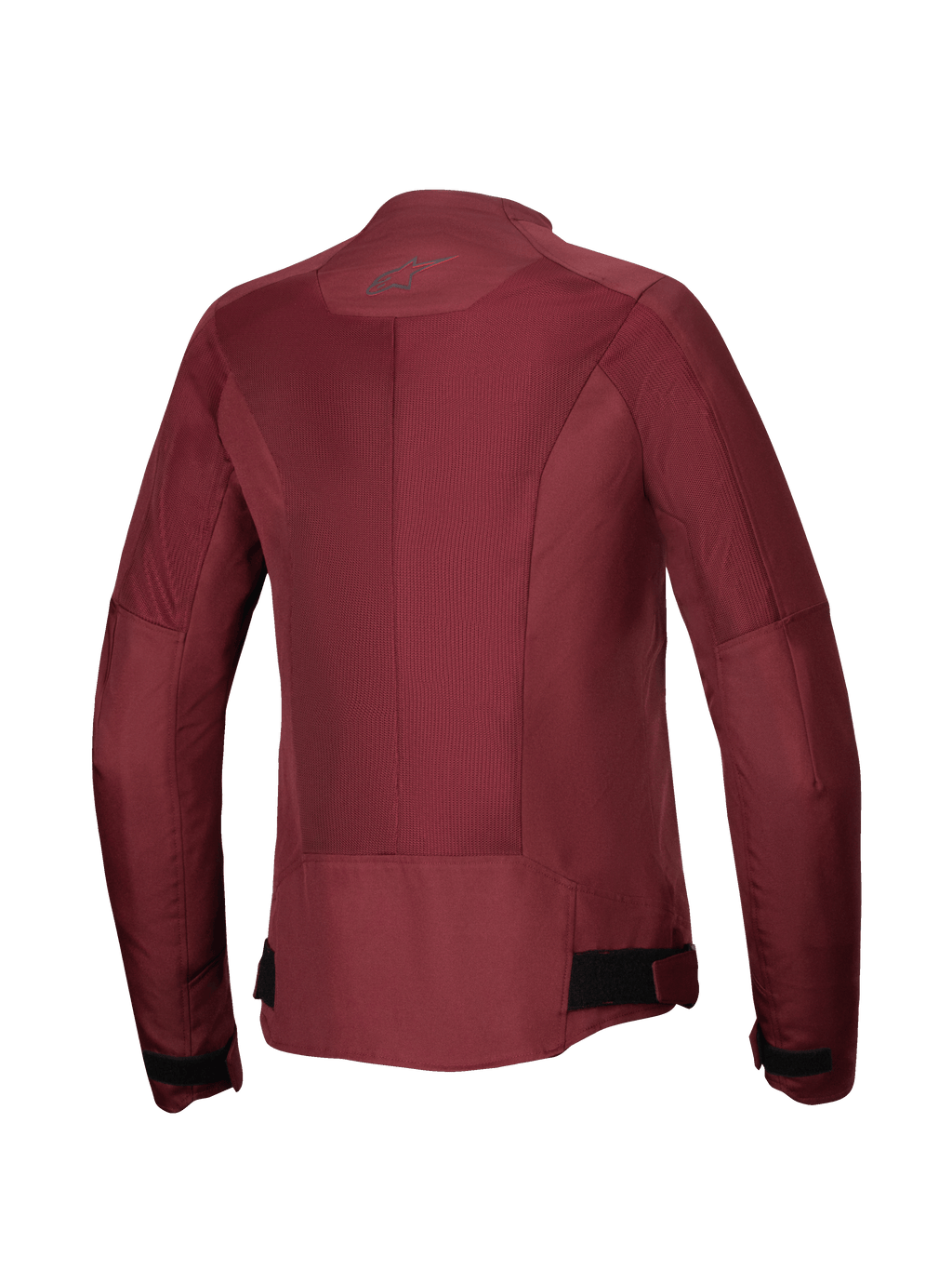 Alpinestars Stella C-1 Air jas, dames motorjas, Burgundy, achteraanzicht met grote tech mesh-panelen voor luchtstroom, reflecterend logo in de nek en verstelbare taillebanden, urban motorkleding