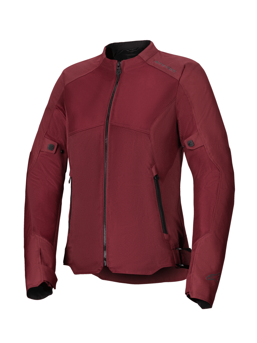 Alpinestars Stella C-1 Air damesmotorjas, bordeauxrode motorjas met grote tech mesh panelen voor luchtstroom, centrale zwarte rits, handzakken met rits en verstelbare taille- en mouwlipjes, ontworpen voor stedelijk rijden