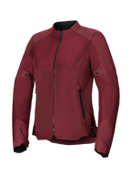 Alpinestars Stella C-1 Air damesmotorjas, bordeauxrode motorjas met grote tech mesh panelen voor luchtstroom, centrale zwarte rits, handzakken met rits en verstelbare taille- en mouwlipjes, ontworpen voor stedelijk rijden