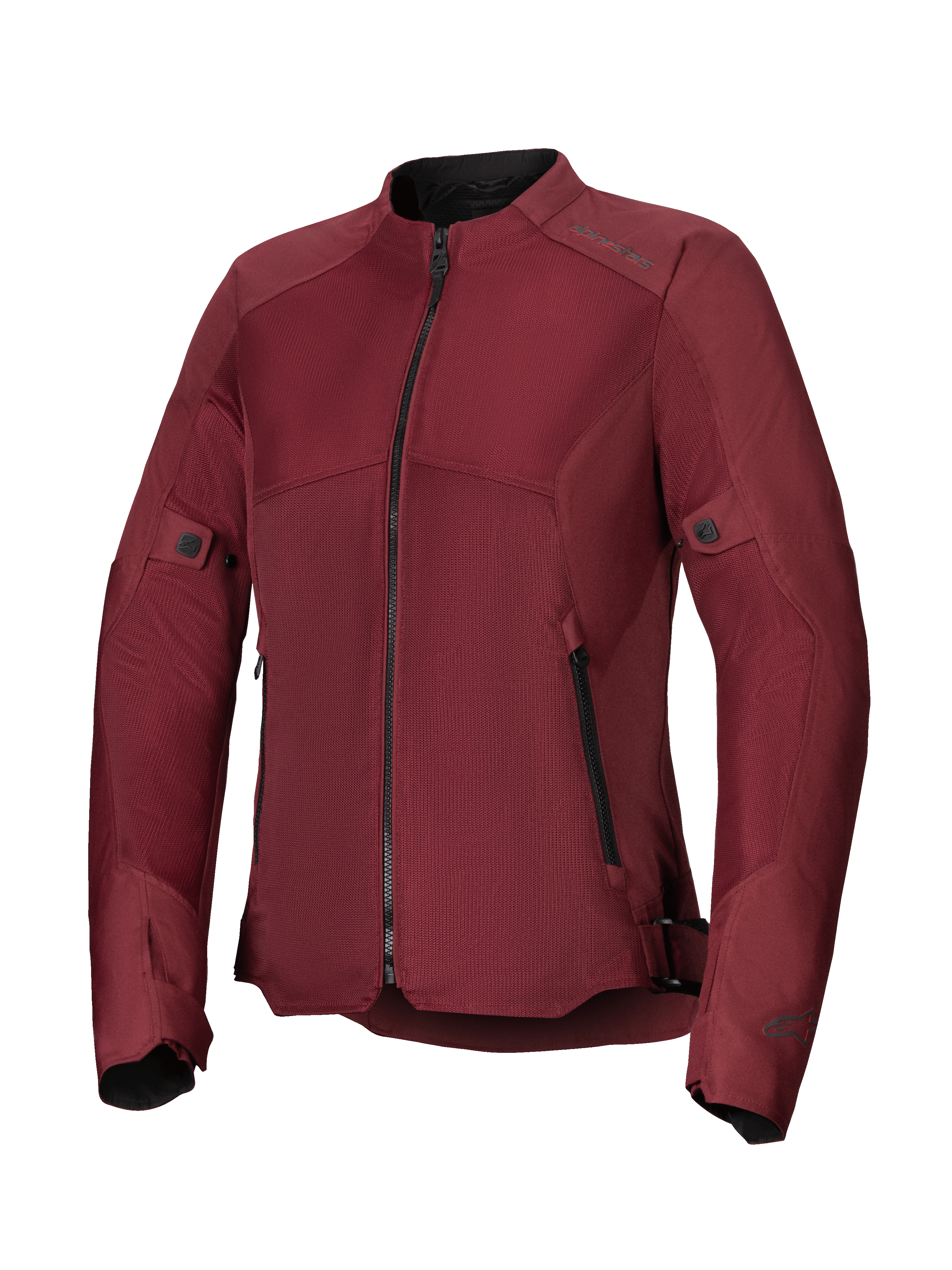Alpinestars Stella C-1 Air damesmotorjas, bordeauxrode motorjas met grote tech mesh panelen voor luchtstroom, centrale zwarte rits, handzakken met rits en verstelbare taille- en mouwlipjes, ontworpen voor stedelijk rijden