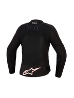 Alpinestars Stella SMX Air Jacket voor dames, achteraanzicht, zwart met witte en Red Fluo accenten, voorzien van een groot wit Alpinestars-logo op de onderrug, high-flow mesh-panelen voor ventilatie en Tech-Air Ready-branding op de bovenrug