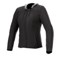 Alpinestars Bond Women's Jacket, Black with Gray Hood, Women's Urban Motorcycle Jacket, Front Zipper, Long Sleeves with Cuff Zippers, Tailored Fit, Smooth Waxed Textile Fabric