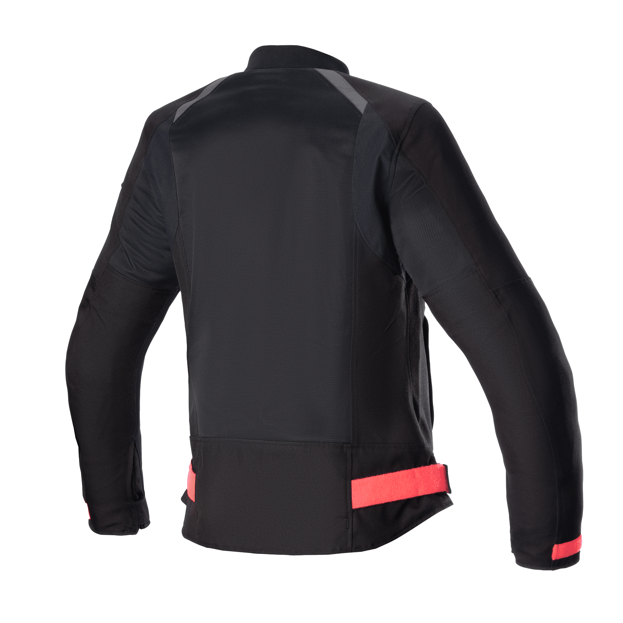 Alpinestars Eloise V2 Women's Air Jacket, dames motorjas, zwart met Diva Pink accenten, achteraanzicht met uitgebreide mesh-panelen voor luchtstroom, verstelbare roze taillebanden en een verlengd achterprofiel voor rijcomfort
