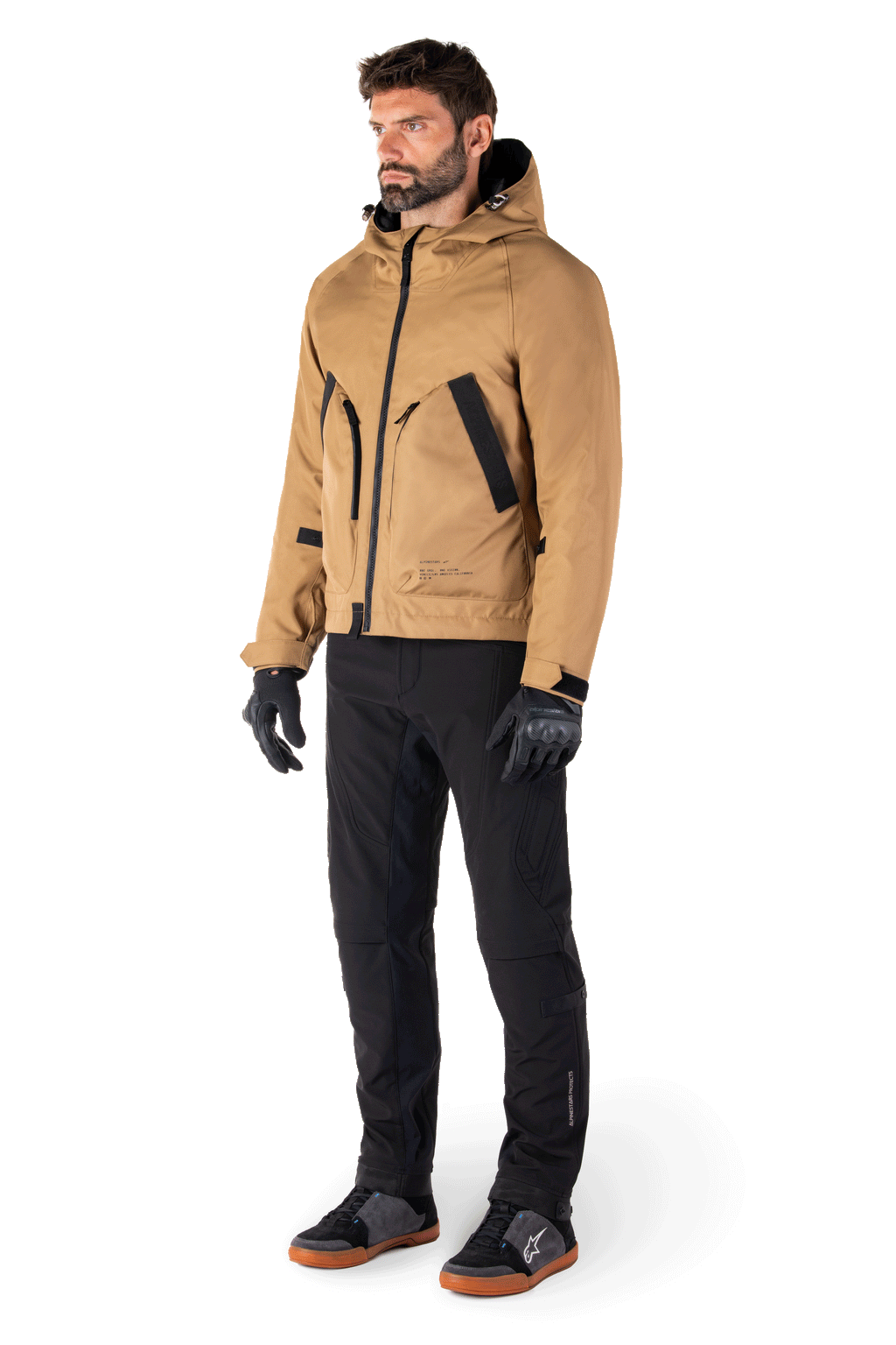 Alpinestars Alden broek, stedelijke motorbroek, zwart, 3-laags softshell textiel met gewatteerde details op de benen en taille, regular fit op streetwear geïnspireerde motorbroek