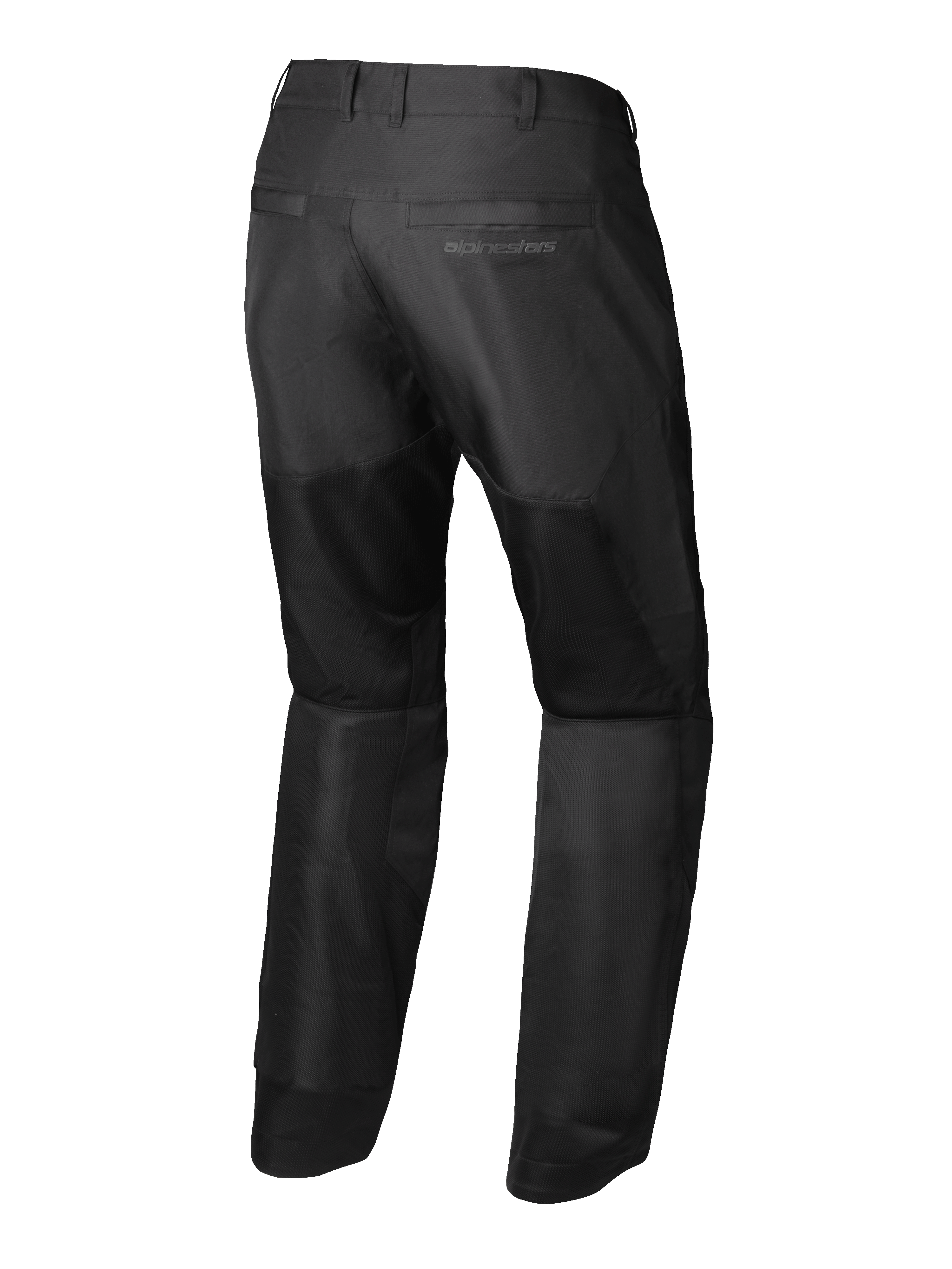 Alpinestars C-1 Air Broek, urban motorbroek voor heren, zwart, achteraanzicht met tech-mesh ventilatiepanelen en CE Class A-bescherming