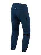 Alpinestars Juggernaut V2 Riding Pants, Night Navy, achteraanzicht met cargo-stijl zakken, verstelbare kniebanden en elastische beenmanchetten met ritsen, technische stedelijke motorbroek van textiel