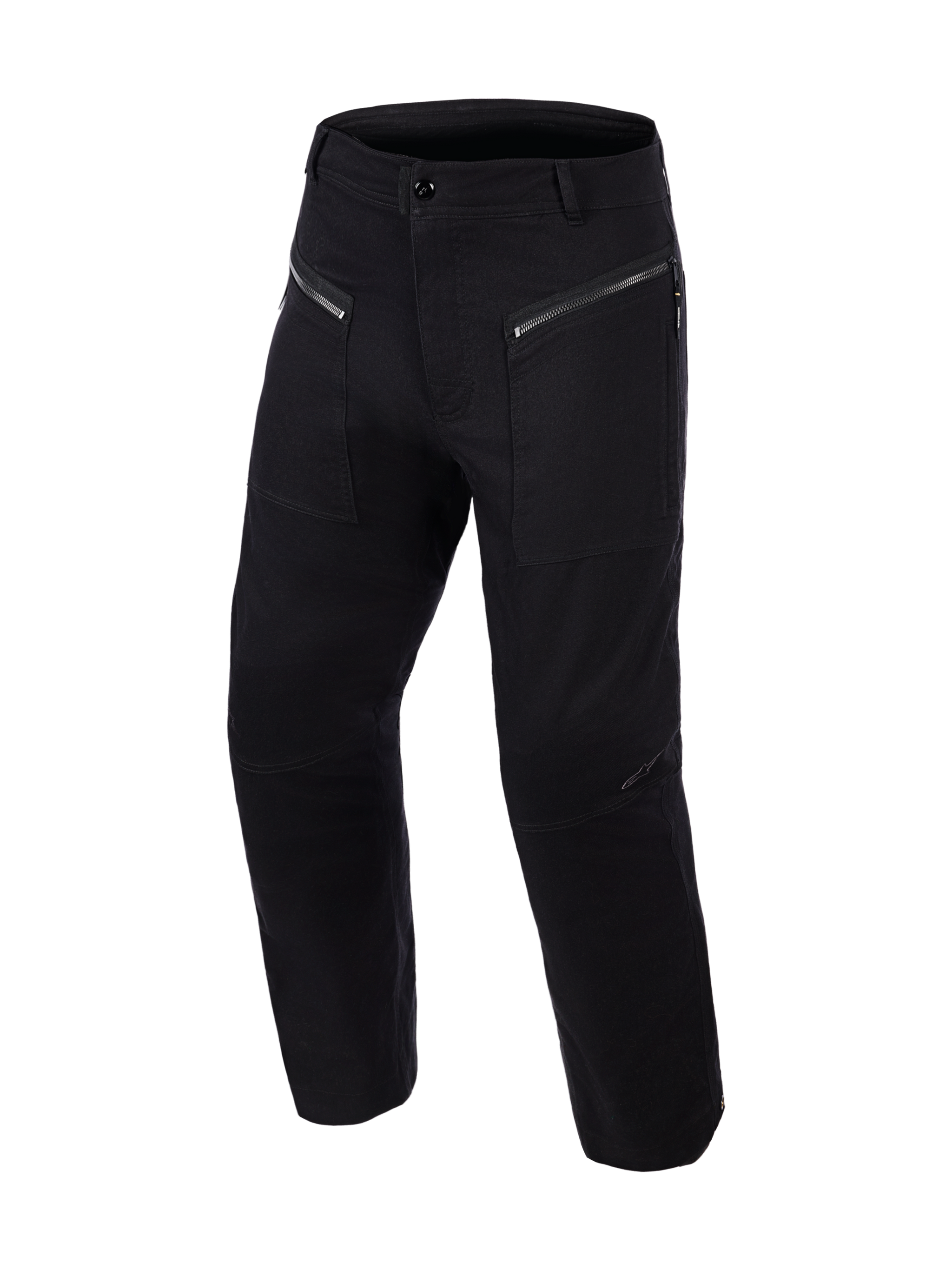 Alpinestars Flex-AST Canvas Pants Short, urban motorbroek, zwart, voorzien van voorzakken met dubbele ritssluiting, op werkkleding geïnspireerde canvasconstructie en voorgevormde kniepanelen, strak utilitair ontwerp voor bescherming en comfort tijdens het rijden