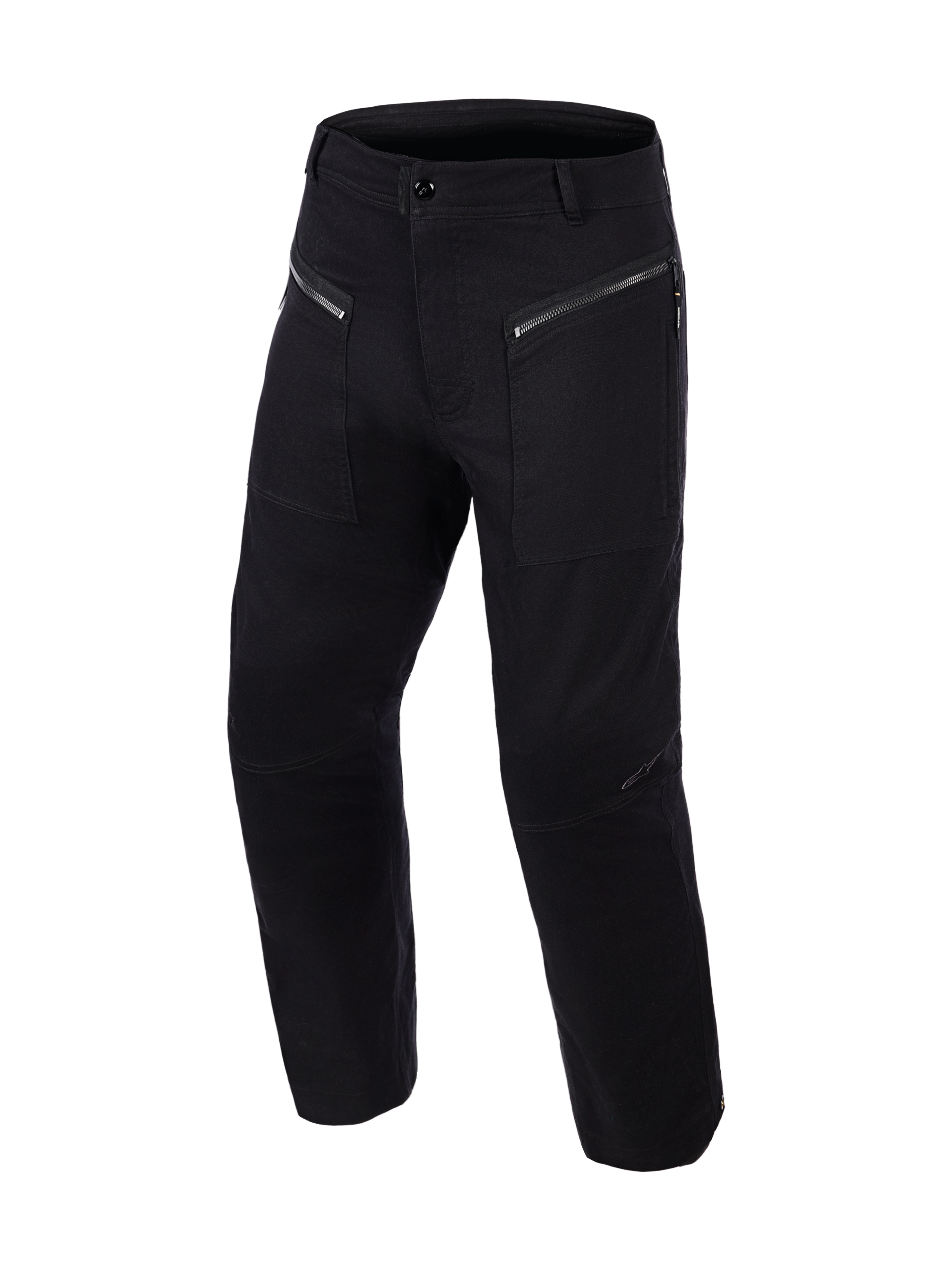 Alpinestars Flex-AST Canvas Pants Short, urban motorbroek, zwart, voorzien van voorzakken met dubbele ritssluiting, op werkkleding geïnspireerde canvasconstructie en voorgevormde kniepanelen, strak utilitair ontwerp voor bescherming en comfort tijdens het rijden