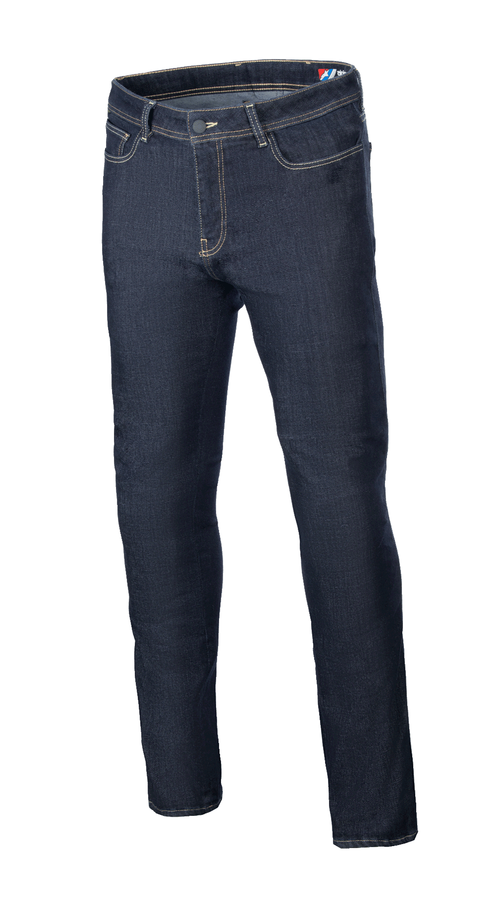 Alpinestars Cult-8 Stretch Denim broek, motorjeans, Rinse Blue, regular fit met rechte pijpen, voorzien van contrasterende stiksels, vijf-pocket ontwerp en stretch denim materiaal