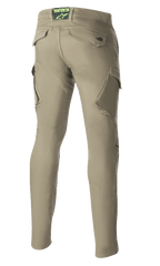 Alpinestars Caliber Slim Fit Tech Riding Pants, Military Green, rear view showing angled cargo pockets and slim tapered silhouette, features Astars logo on back waistband, durable urban combat style motorcycle pants