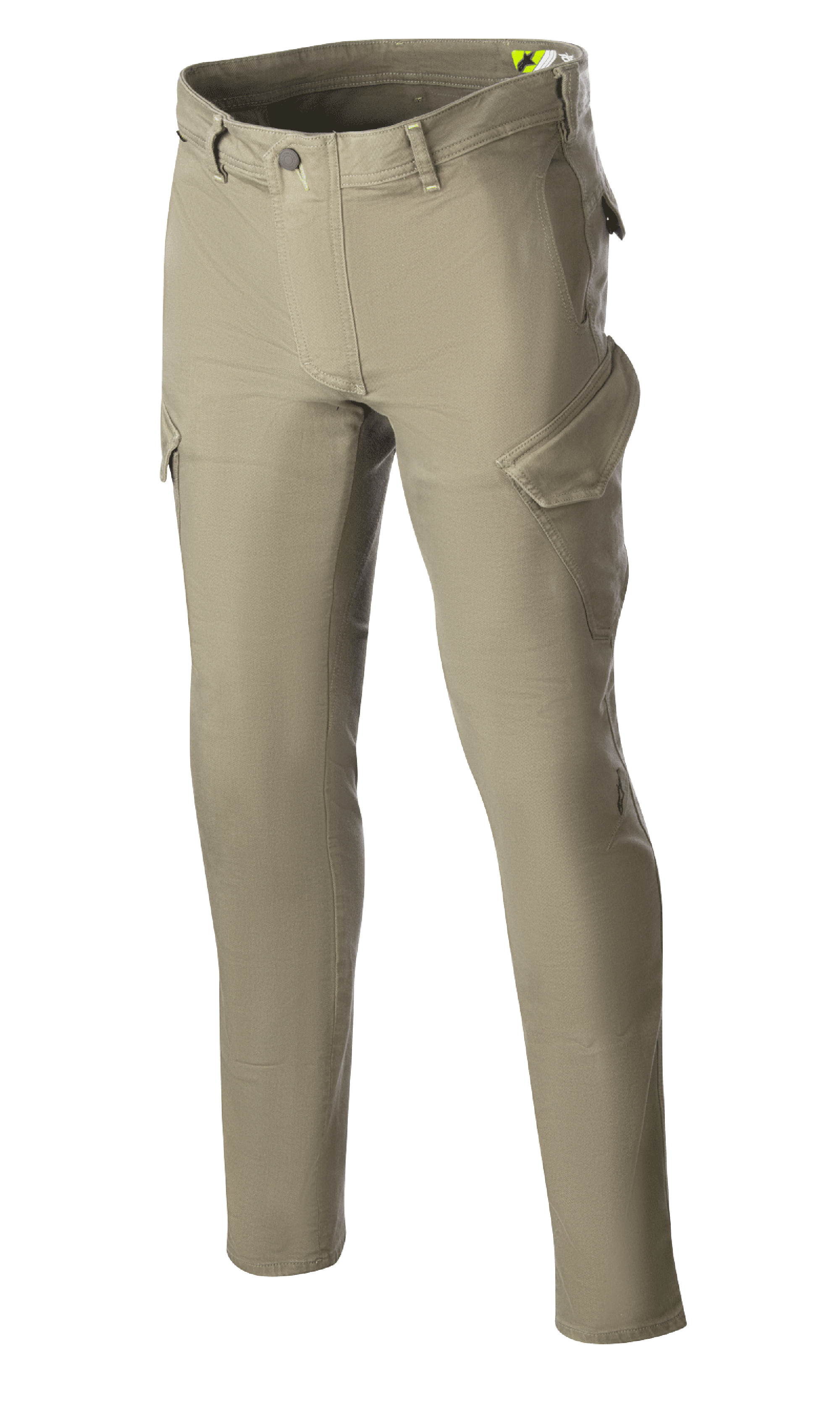 Alpinestars Caliber Slim Fit Tech Riding Pants, motorbroek, military green, slim-fit silhouet met cargozakken in combat-stijl, stretch Cordura denim stof, riemlussen en functioneel ontwerp voor rijden in de stad en op de weg