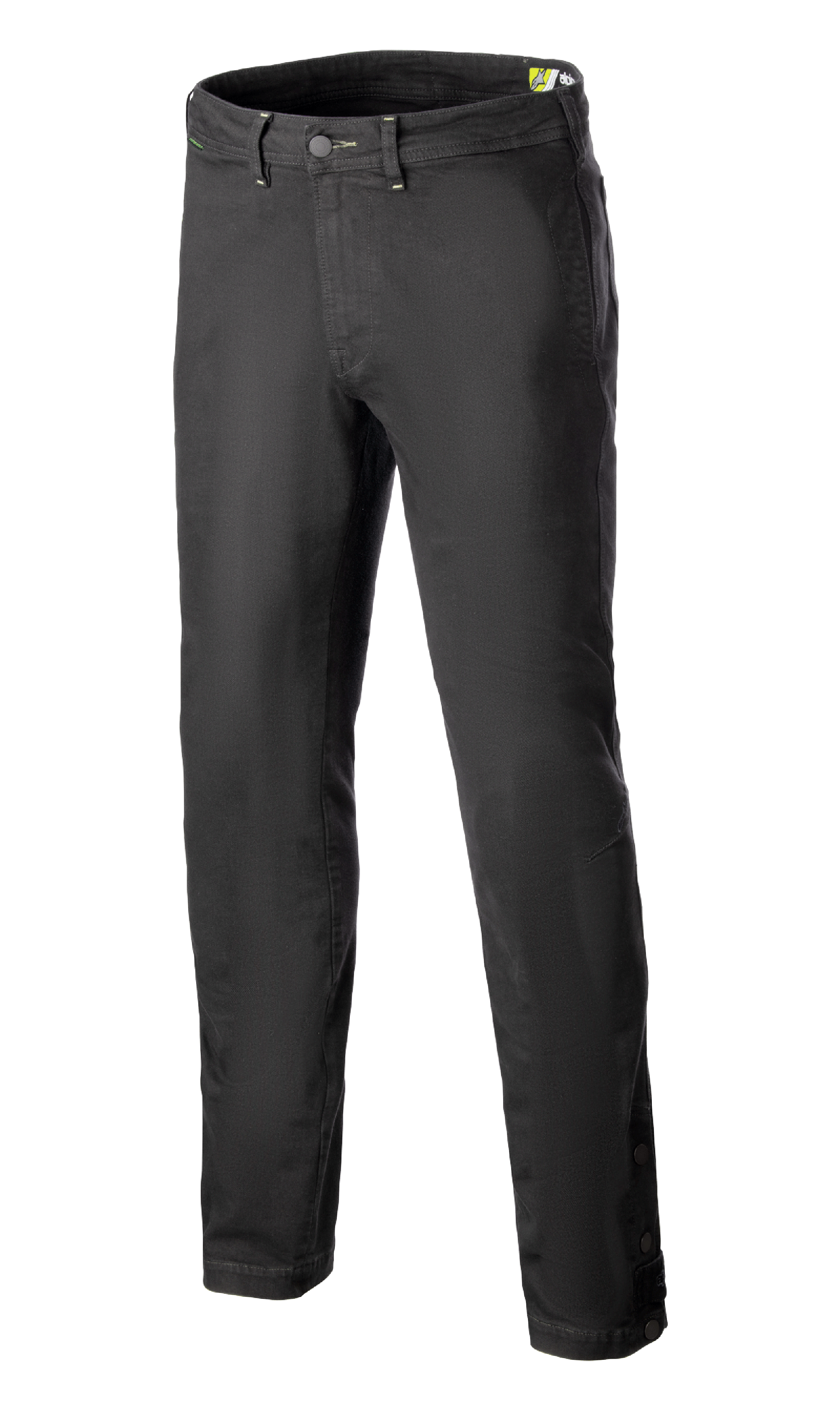Alpinestars Stratos Regular Fit Tech Riding Pants, motorrijbroek, antracietgrijs, casual jogger-stijl ontwerp met toelopende pijpen, knoopsluiting aan de taille, verstelbare drukknopen bij de enkels, vervaardigd uit Cordura-denim voor een urban streetstyle.