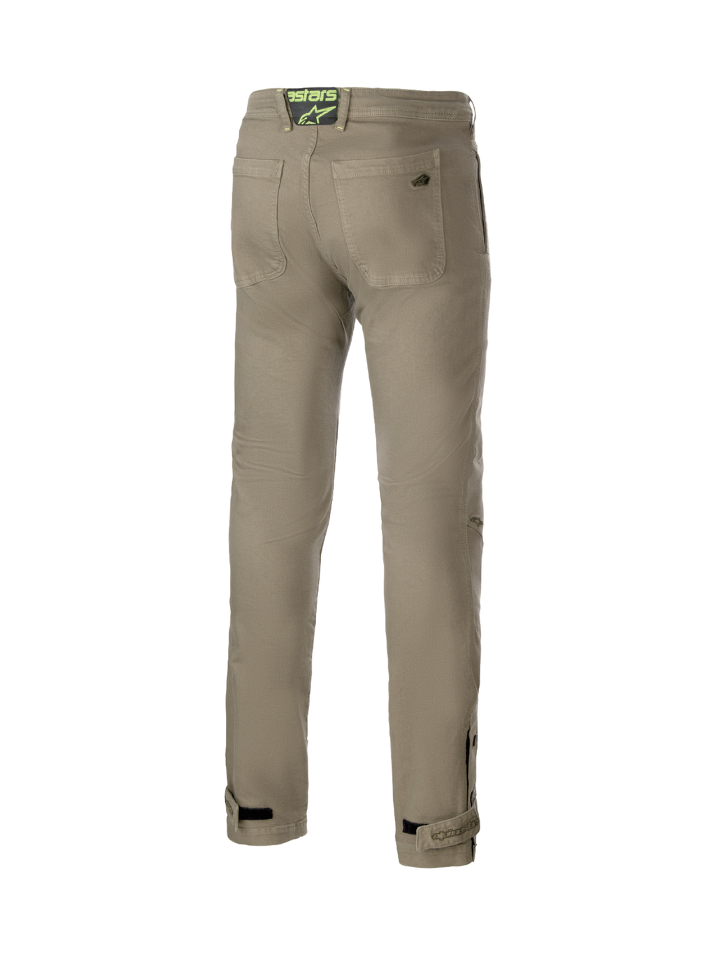 Alpinestars Stratos Regular Fit Tech Moto Broek, achterzijde, groen Cordura denim, urban motorbroek voor heren