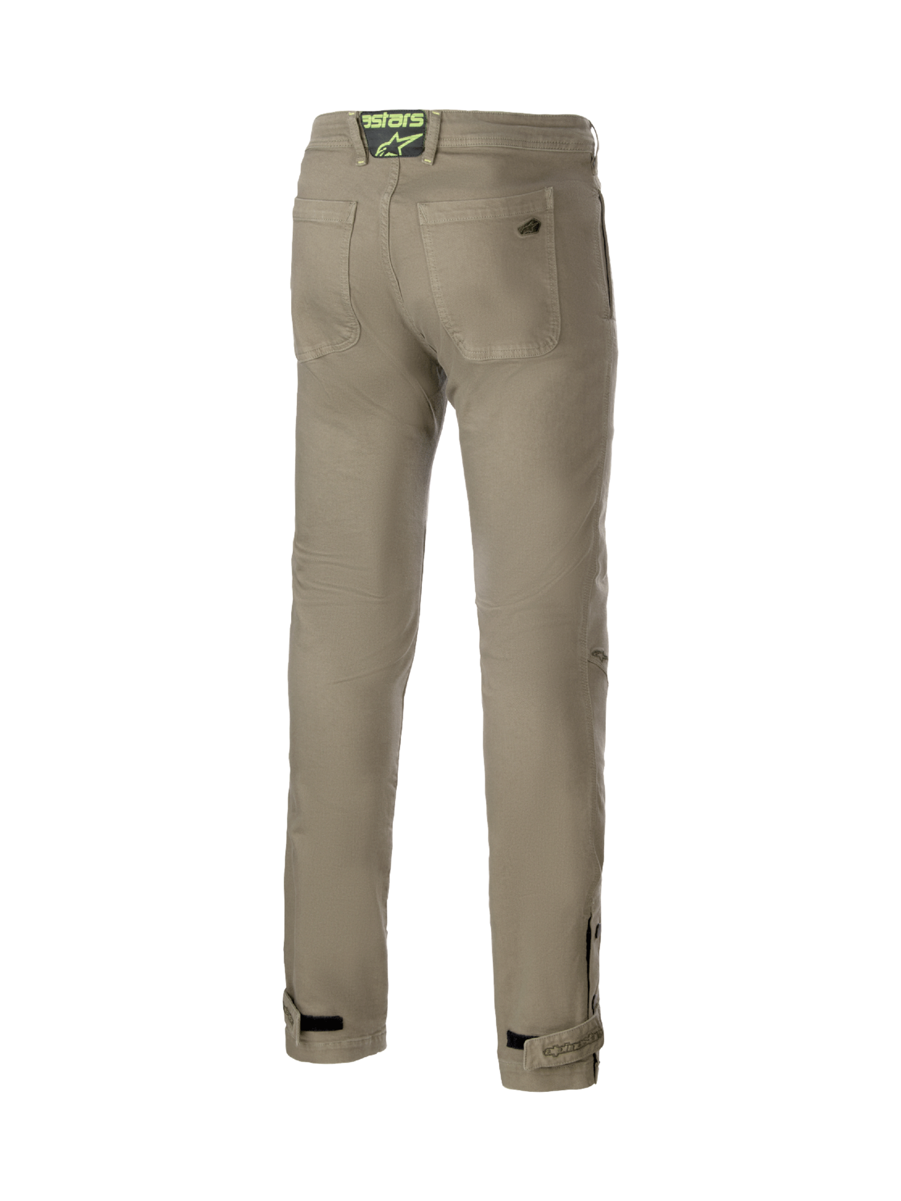 Alpinestars Stratos Regular Fit Tech Moto Broek, achterzijde, groen Cordura denim, urban motorbroek voor heren