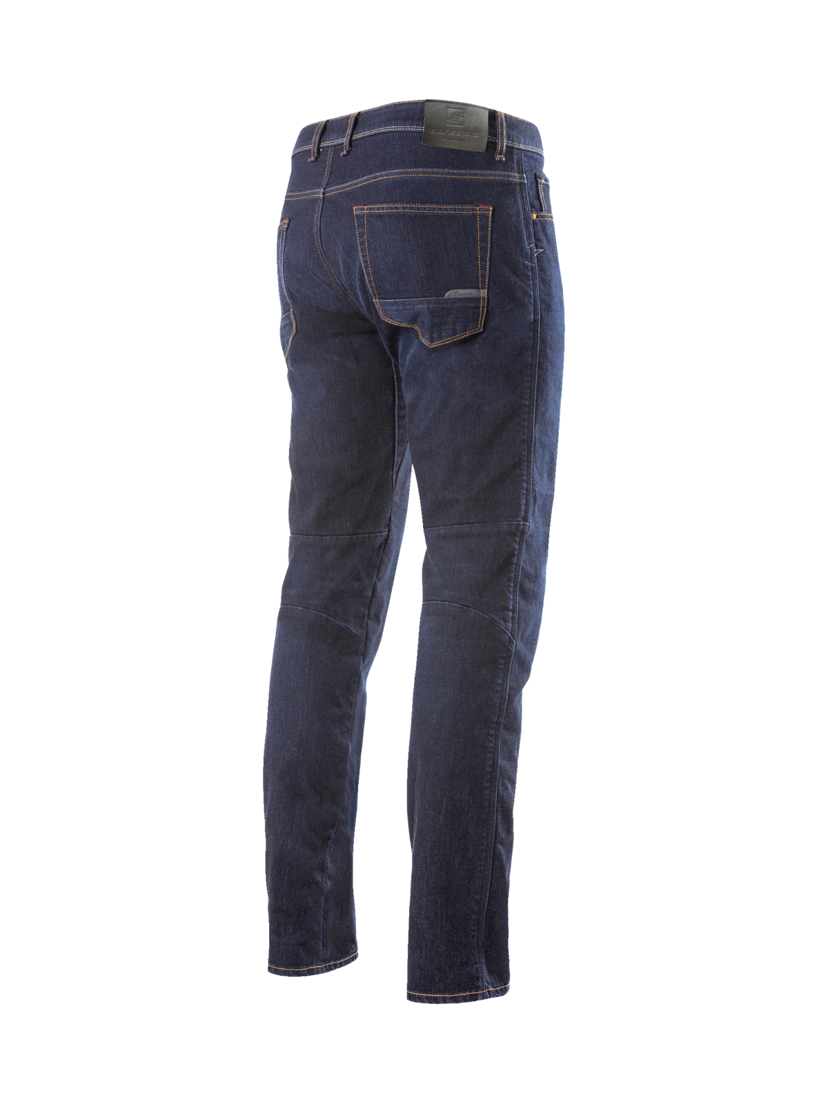 Alpinestars Radium Denim Pants, men's dark blue motorcycle riding jeans, Cordura stretch denim, regular fit back view.