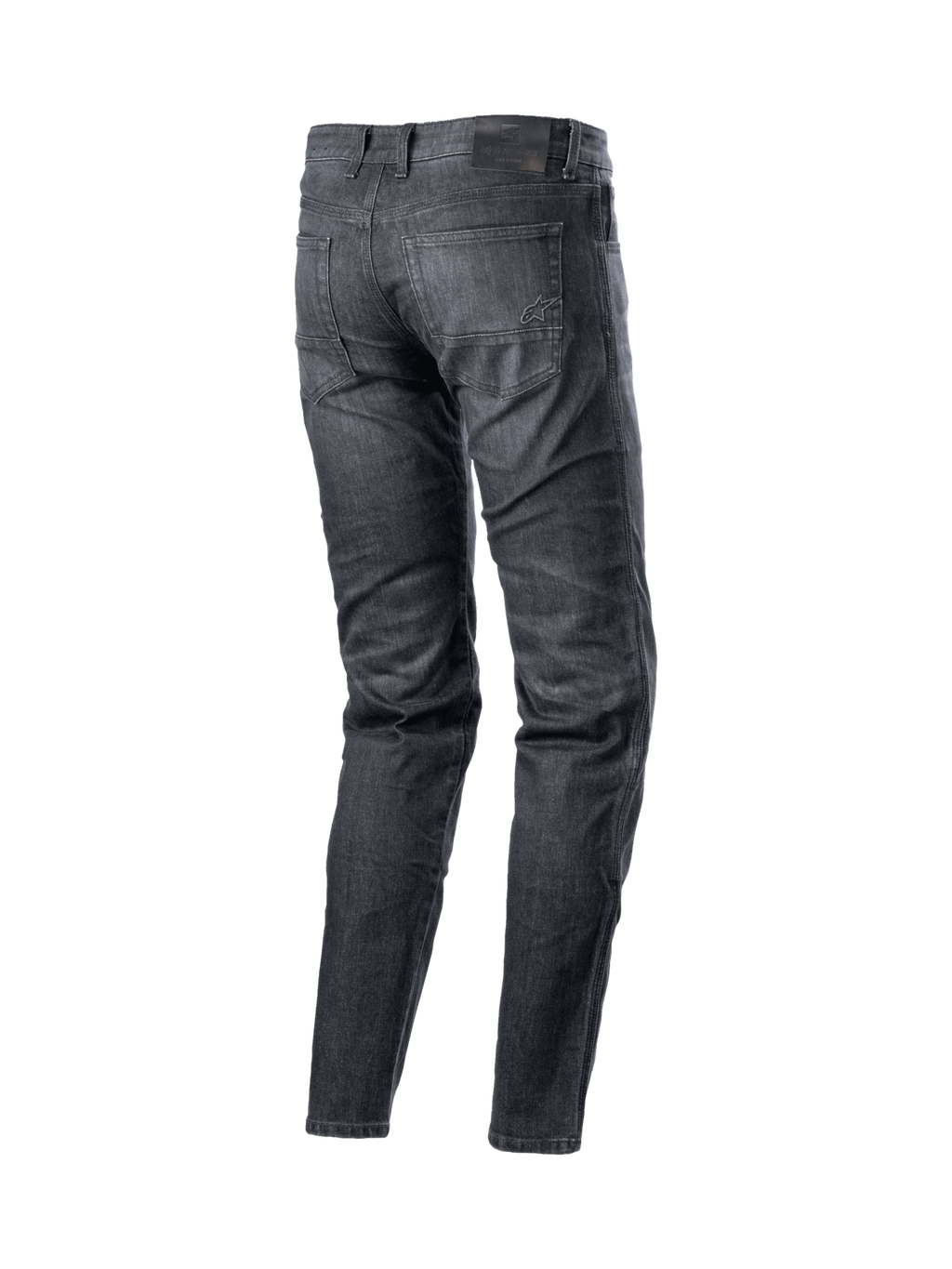 Alpinestars Sektor Standaard Fit Denim Broek, heren urban motorbroek, zwart gewassen stretch denim, met Nucleon Plus kniebeschermers.