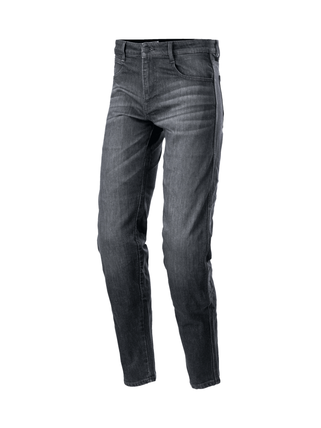 Alpinestars Sektor Standaard Fit Denim Broek, zwart gewassen herenmotorbroek met Nucleon Plus kniebeschermers.
