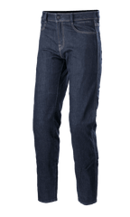 Alpinestars Sektor Regular Fit Denim Pants, Mid Blue motorjeans, technische motorbroek met contrasterende witte stiksels, vijf-pocket ontwerp, riemlussen en taps toelopende pijpen van stretch denim