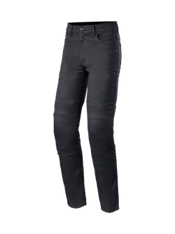 Alpinestars Cerium Tech Stretch Riding Denim, slim fit stedelijke herenmotorbroek, zwart, stretch denim, CE-gecertificeerd.