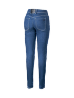 Alpinestars Daisy V3 Women's Riding Denim in Rinse Blue, featuring a slim fit, high back waist, and protective aramid reinforcement for urban motorcycle riding.