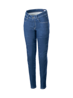Alpinestars Daisy V3 Women's Riding Denim, slim fit blue urban motorcycle pants with stretch cotton and CE certified armor.