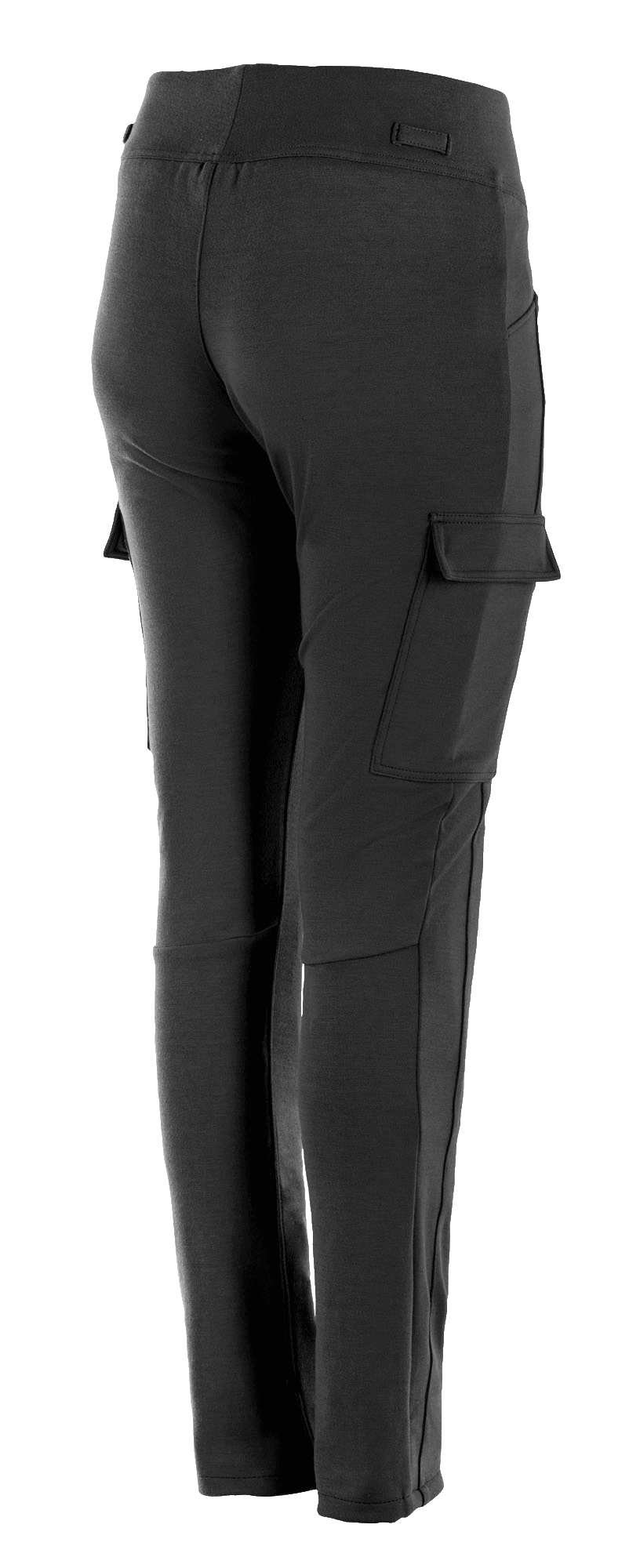 Alpinestars Iria damesleggings, zwart, urban motorbroek met cargozakken aan de zijkant voorzien van kleppen, slanke pasvorm met elastische tailleband, driekwart achteraanzicht