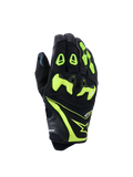 Alpinestars SP-R Pro handschoenen, motorracehandschoenen, zwart en neongeel, met gedeelde TPU-knokkelbescherming, geperforeerd leer en textielconstructie, felle neonaccenten met Alpinestars-logo en sp-r pro-branding op de manchet