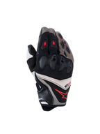Alpinestars SP-R Pro motorhandschoenen, racehandschoenen, walnut, mastic en zwart met rode accenten, voorzien van verdeelde harde knokkelbescherming, constructie van leer en textiel, sportief prestatiegericht ontwerp