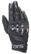 Alpinestars Halo Leather Gloves, Black Motorcycle Gloves with Hard Over-Injected Knuckle Protector, Perforated Leather Fingers, Mesh and Leather Construction, Red Logo Detail
