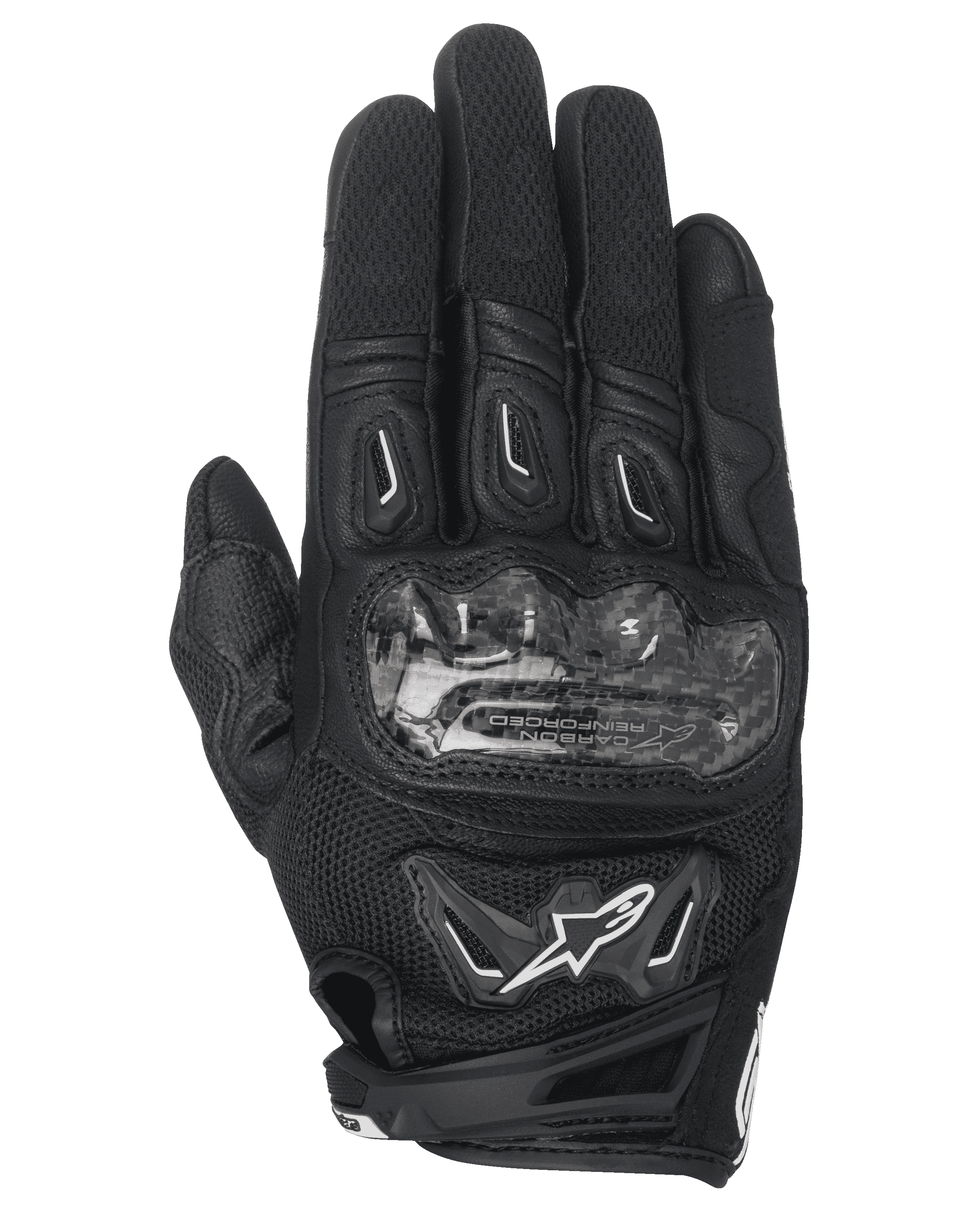 Alpinestars Stella SMX-2 Air Carbon V2 dames motorhandschoenen, zwart, motorhandschoenen met kort manchet, carbonfiber knokkelbescherming, 3D-mesh constructie, geventileerd ontwerp voor zomerse ritten