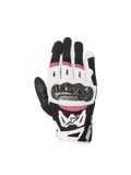 Alpinestars Stella SMX-2 Air Carbon V2 damesmotorhandschoenen, zwart, wit en fuchsia, voorzien van carbon knokkelbescherming en 3D-mesh voor ventilatie, CE-gecertificeerd.