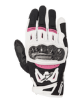 Alpinestars Stella SMX-2 Air Carbon V2 handschoenen, dames motorhandschoenen, zwart, wit en fuchsia, voorzien van een carbon knokkelbeschermer, 3D mesh ventilatie en Alpinestars logo, sportief ontwerp met korte manchet