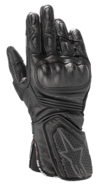 Alpinestars Stella SP-8 V3 handschoenen, dames motorracehandschoenen, zwart, hoogwaardige lederen constructie, harde knokkelbescherming, geperforeerd voor ventilatie, gewatteerde vingers en pols, sterlogo, band met 'One Goal One Vision' tekst