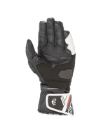 Alpinestars Stella SP-8 V3 damesmotorhandschoenen in zwart en wit, leer met versterkte handpalm en geperforeerde manchet, CE-gecertificeerd.