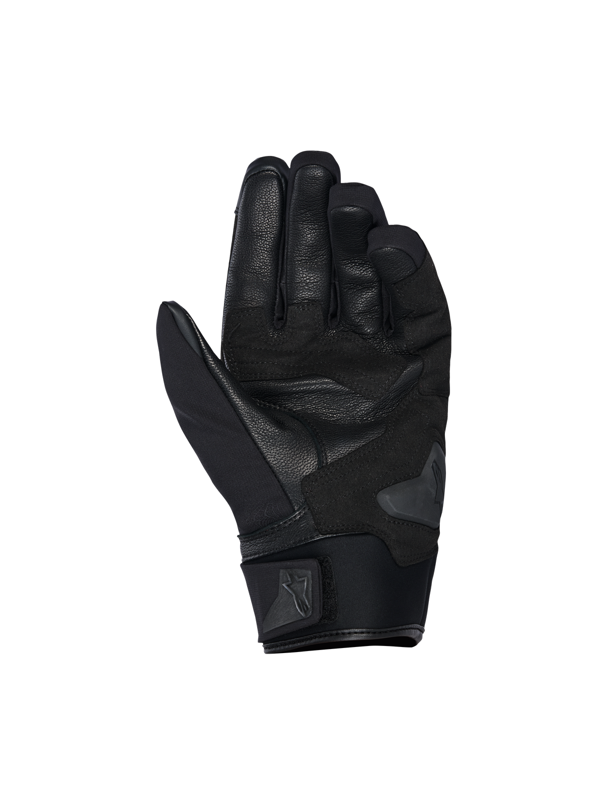 Alpinestars SP X Z waterdichte handschoenen, palmweergave, Black Black, voorzien van een duurzame leren handpalm met versterkte delen, palm slider en een zachte neopreen manchet met een verstelbare band met Alpinestars-logo.
