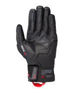 Alpinestars Belize V3 Drystar® handschoenen, zwarte motor tourhandschoenen, palmonderzijde met lederen constructie en geperforeerde verstevigingen, Drystar-branding op de duim, Adventure Tech-logo op de manchet en een rode aantreklus
