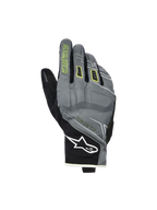 Alpinestars Moblast waterdichte handschoenen, motorhandschoenen, Fur Gray en zwart met Sulphur Yellow accenten, kort-manchet urban design, wit Astar-logo op de pols, neongele branding op de wijsvinger, waterdichte Drystar-prestaties voor woon-werkverkeer in het tussenseizoen
